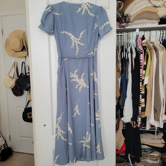 Beautiful light blue summer wrap maxi / midi dress - Picture 3 of 4